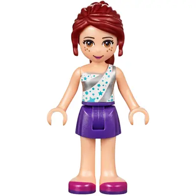  Friends Mia - Dark Purple Skirt, White One Shoulder Top with Stars