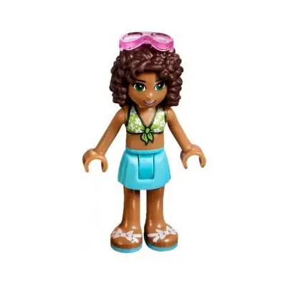  Friends Andrea - Medium Azure Skirt, Lime Swimsuit Top, Sunglasses