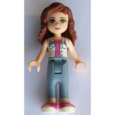  Friends Olivia (Light Nougat) - Sand Blue Trousers, White Top with ID Badge