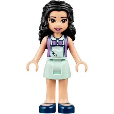  Friends Emma - Light Aqua Skirt, Medium Lavender Top with Light Aqua Apron