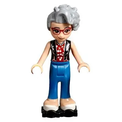  Friends Dottie - Blue Trousers, Black Vest over Red Shirt with Cherries, Black Roller Skates