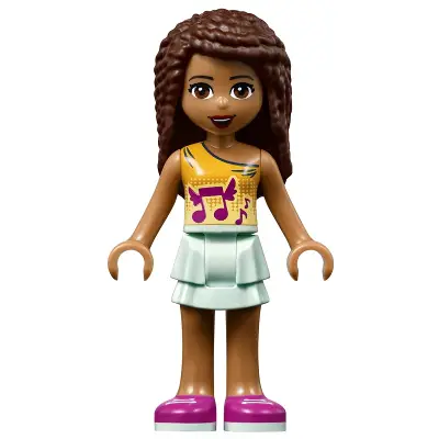  Friends Andrea - Light Aqua Layered Skirt, Bright Light Orange Top with Winged Music Notes