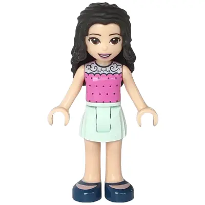  Friends Emma - Dark Pink Top with Dots, Light Aqua Skirt, Dark Blue Shoes