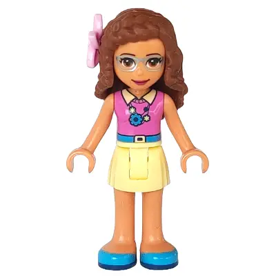  Friends Olivia (Nougat) - Bright Light Yellow Skirt, Dark Pink Top, Flower