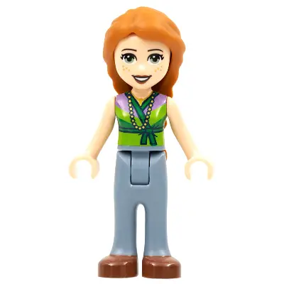  Friends Ann - Sand Blue Trousers, Lime Top with Necklace