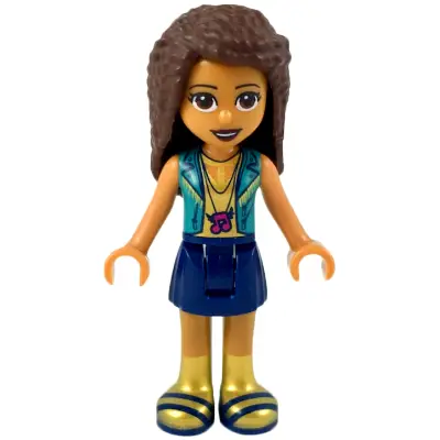  Friends Andrea - Dark Blue Skirt, Gold Top with Dark Turquoise Vest