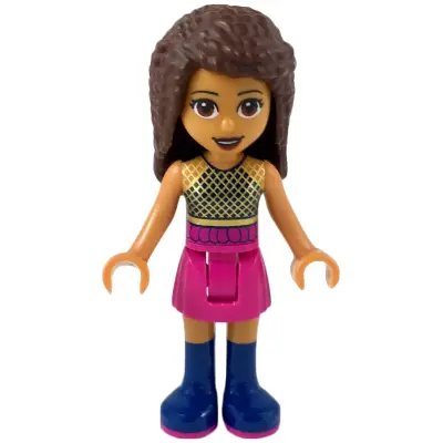  Friends Andrea - Dark Pink Skirt, Black Top with Gold Mesh