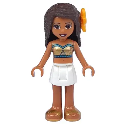  Friends Andrea - White Skirt, Dark Turquoise and Gold Swimsuit Tube Top, Flower