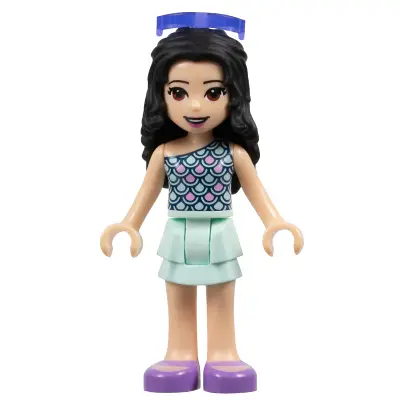  Friends Emma - Light Aqua Layered Skirt, Light Aqua and Bright Pink Scallop Top, Sunglasses