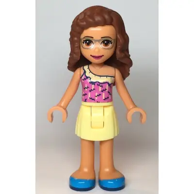  Friends Olivia (Nougat) - Bright Light Yellow Skirt, Dark Pink Top, Dark Azure Shoes