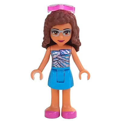  Friends Olivia (Nougat) - Dark Azure Skirt, Dark Azure and Bright Pink Top, Dark Pink Shoes, Sunglasses