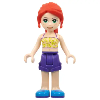  Friends Mia - Dark Purple Shorts, Yellowish Green Top with Vines