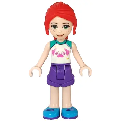  Friends Mia - Dark Purple Shorts, White Top with Pug Head