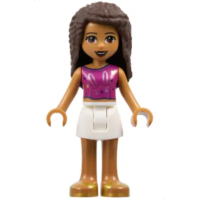  Friends Andrea - White Skirt, Magenta Sleeveless Shirt with Hearts and Rabbit Face