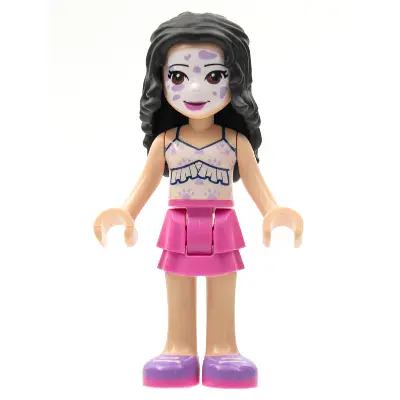  Friends Emma - Dark Pink Skirt, White Ruffled Tank Top, Face Paint