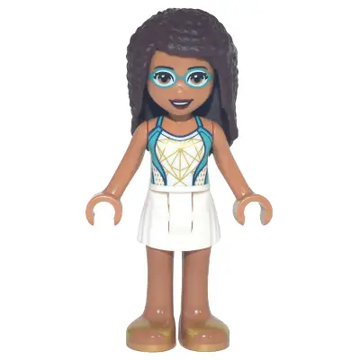  Friends Andrea - White Skirt, Dark Turquoise and White Swimsuit, Swim Goggles