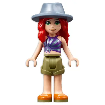  Friends Mia - Olive Green Shorts, Striped Top, Sand Blue Hat