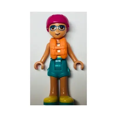  Friends Sebastian - White Tank Top, Dark Turquoise Shorts, Yellow Shoes, Magenta Helmet, Orange Life Jacket