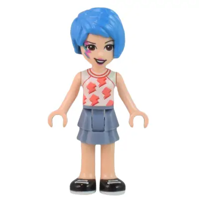  Friends Evelyn - White Sleeveless Shirt, Sand Blue Skirt, Face Paint