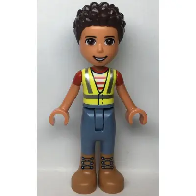  Friends River - Neon Yellow Safety Vest, Sand Blue Trousers with Medium Nougat Boots