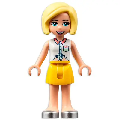  Friends Roxy - White Collared Shirt, Yellow Skirt, Silver Shoes