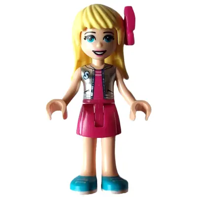  Friends Stephanie - Magenta Skirt and Top with Silver Vest, Magenta Bow