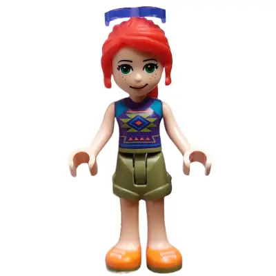  Friends Mia - Olive Green Shorts, Orange Shoes, Dark Purple Top with Diamonds and Triangles, Trans-Purple Sunglasses