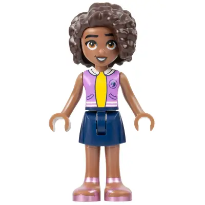  Friends Aliya - Medium Lavender Vest, Dark Blue Skirt, Metallic Pink Sandals