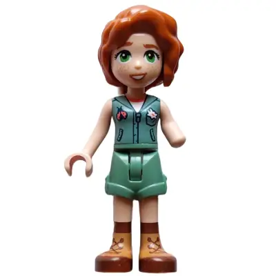  Friends Autumn - Sand Green Vest over White Shirt, Sand Green Shorts, Nougat and Reddish Brown Boots