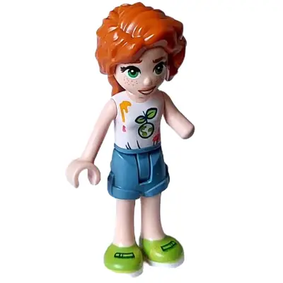  Friends Autumn - White Sleeveless Top, Sand Blue  Shorts, Lime Shoes