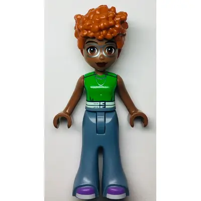  Friends Naomi (Medium Brown) - Green Sleeveless Top, Sand Blue Bell-Bottoms, Medium Lavender Shoes