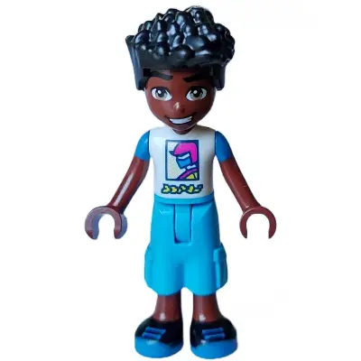  Friends Zac - White and Blue Shirt with Racer, Dark Azure Cropped Trousers, Black Shoes