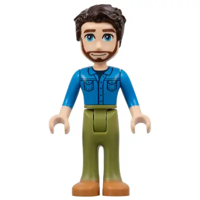  Friends Jonathan - Dark Azure Shirt, Olive Green Trousers, Medium Nougat Shoes, Dark Brown Hair