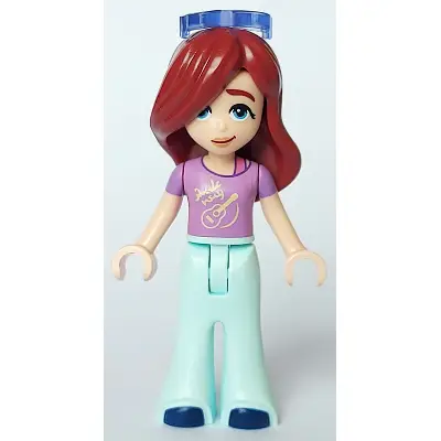  Friends Paisley - Medium Lavender Shirt with Guitar, Light Aqua Trousers Bell-Bottoms, Dark Blue Shoes, Sunglasses