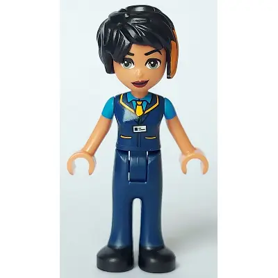  Friends Zoe - Dark Blue Vest with Bright Light Orange Tie, Dark Blue Trousers, Black Shoes