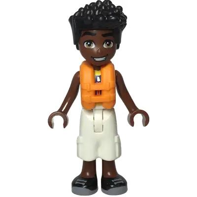  Friends Zac - Yellow and Dark Turquoise Wet Suit, Orange Life Jacket, White Cropped Trousers, Black Shoes