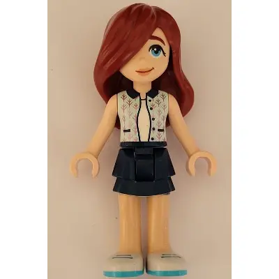  Friends Paisley - Light Aqua Vest, Dark Blue Skirt Layered, White Shoes, Medium Azure Soles and Laces