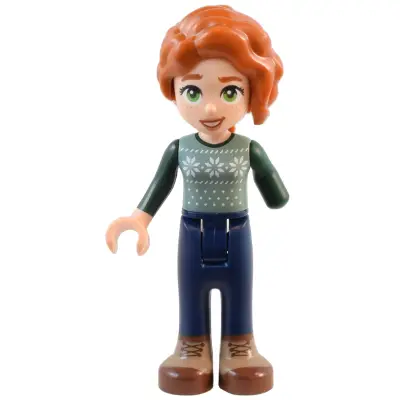  Friends Autumn - Sand Green Sweater Vest, Dark Blue Trousers, Nougat and Reddish Brown Boots