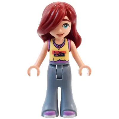  Friends Paisley - Bright Light Yellow and Medium Lavender Tank Top, Sand Blue Trousers Bell-Bottoms, Medium Lavender Shoes