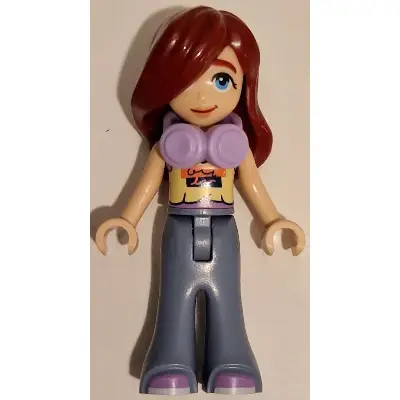  Friends Paisley - Bright Light Yellow and Medium Lavender Tank Top, Sand Blue Trousers Bell-Bottoms, Lavender Headphones