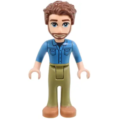  Friends Jonathan - Dark Azure Shirt, Olive Green Trousers, Medium Nougat Shoes, Reddish Brown Hair