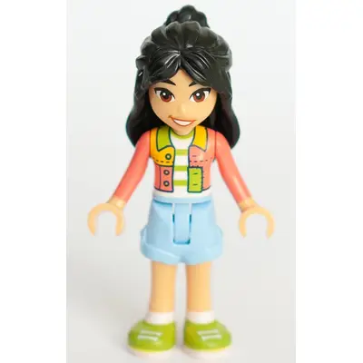  Friends Liann - Coral Patchwork Jacket, Bright Light Blue Shorts, Lime Shoes