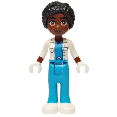  Friends Alycia - White Jacket over Dark Azure Scrubs, Dark Azure Trousers, White Shoes