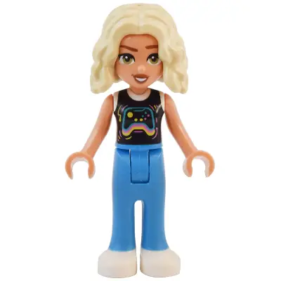  Friends Nova - Black and White Shirt with Video Game Controller, Dark Azure Trousers, White Shoes