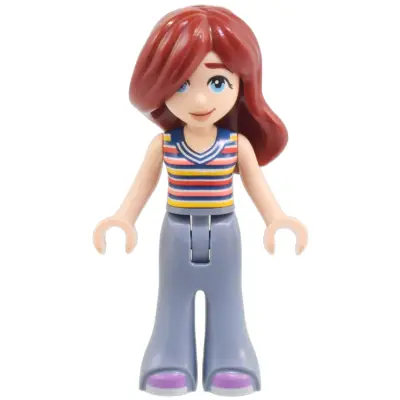  Friends Paisley - Striped Sleeveless Top, Sand Blue Trousers Bell-Bottoms, Medium Lavender Shoes