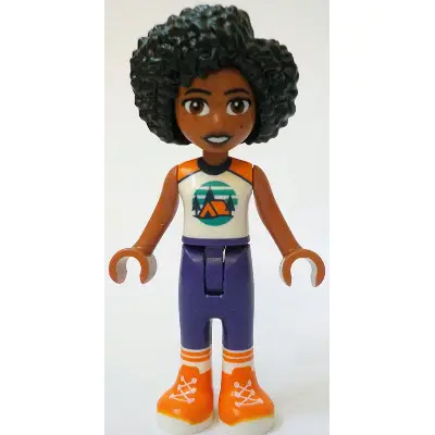  Friends Jamila - White Sleeveless Top with Tent, Dark Purple Trousers, Orange Shoes