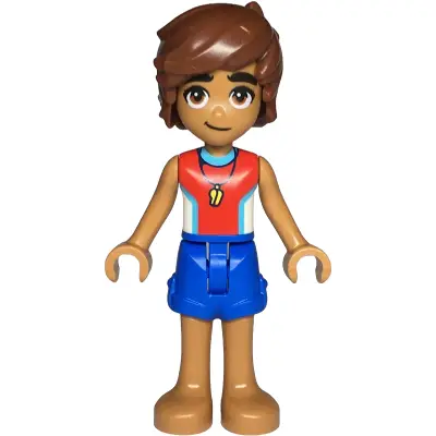  Friends Leo - Red and White Sleeveless Wetsuit, Blue Shorts