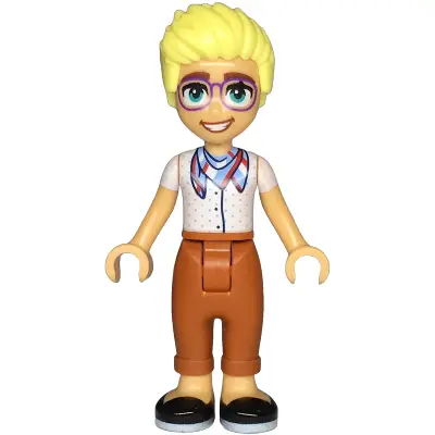  Friends Olly - White Shirt with Bandana, Dark Orange Trousers, Black Shoes