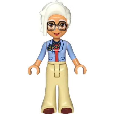  Friends Renee - Bright Light Blue Jacket, Tan Trousers Bell-Bottoms, Dark Red Shoes