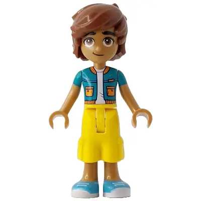  Friends Leo - Dark Turquoise Jacket, Yellow Cropped Trousers, Medium Azure Shoes